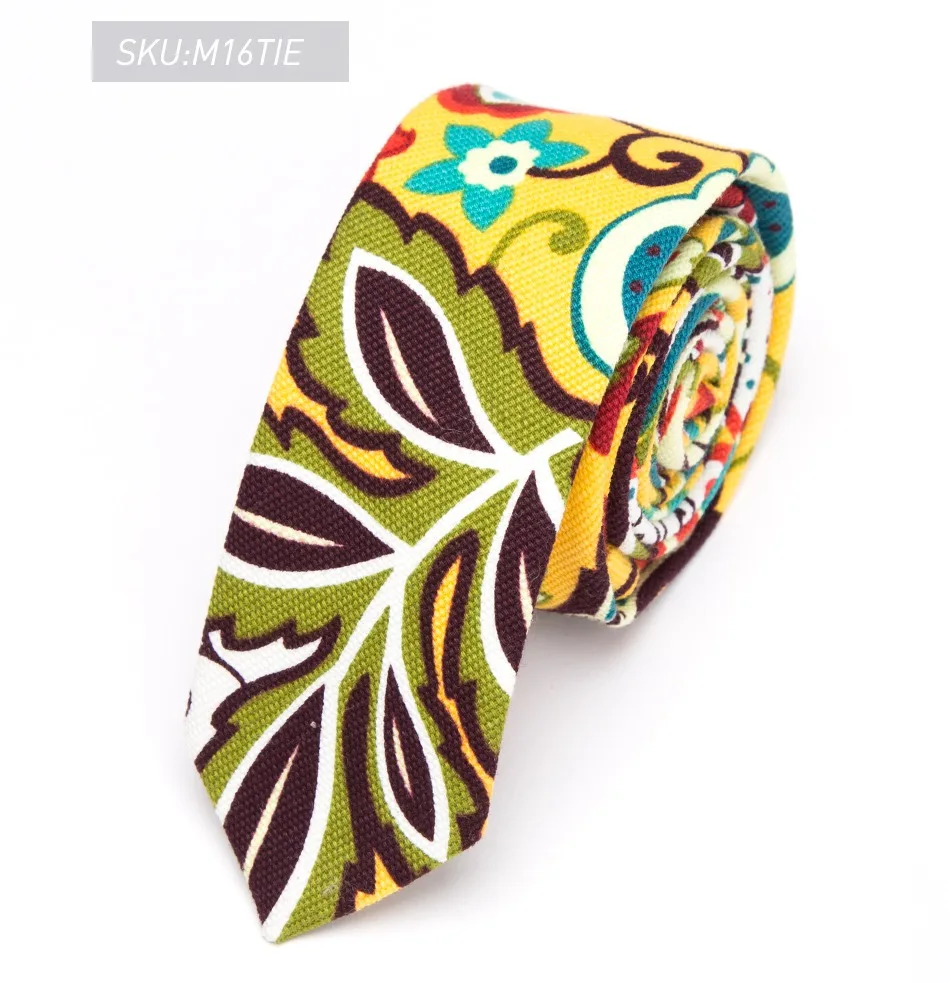 XGVOKH мужской галстук хлопок 5 см галстук с принтом тонкие галстуки для мужчин цветы Свадебная вечеринка галстук-бабочка аксессуары для одежды галстук-платок - Цвет: M16TIE