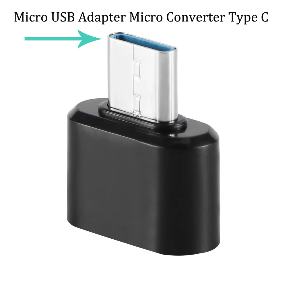 POWSTRO Мини OTG USB кабель OTG адаптер микропроцессор type C адаптер Micro USB конвертер USB для планшетных ПК Android - Цвет: Type-c black