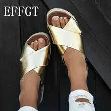Effgt размеры 36–43 женские тапочки сандалии на платформе кожа открытый носок женские тапочки женские Шлёпанцы Сабо Летняя обувь K136