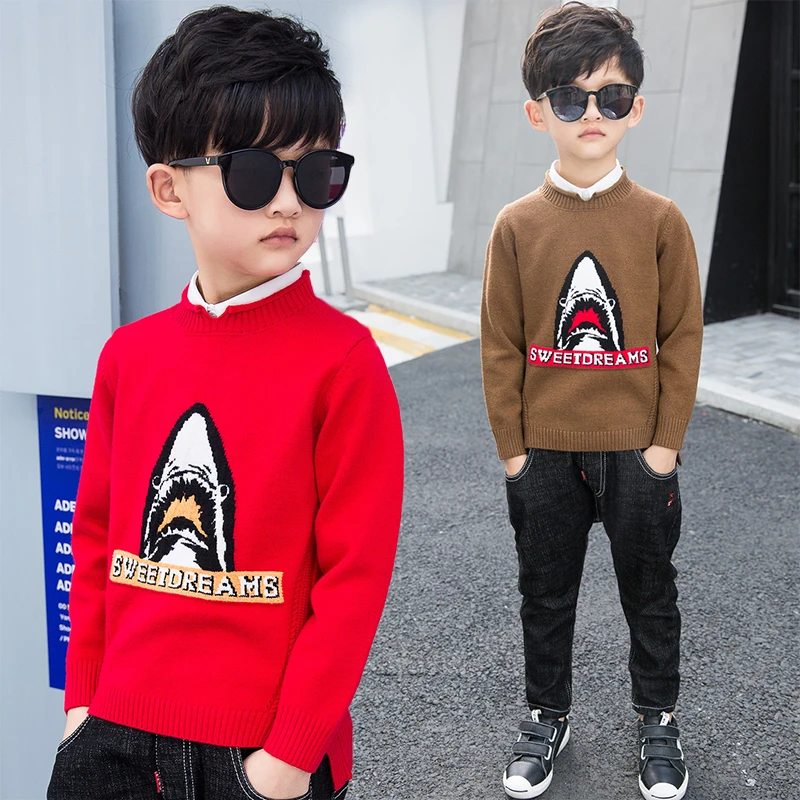 

boys Christmas Sweater Kids Teenager Autumn Winter Knitted Pullover Kids cartoon Sweater Casual Full Sleever cotton boys Top