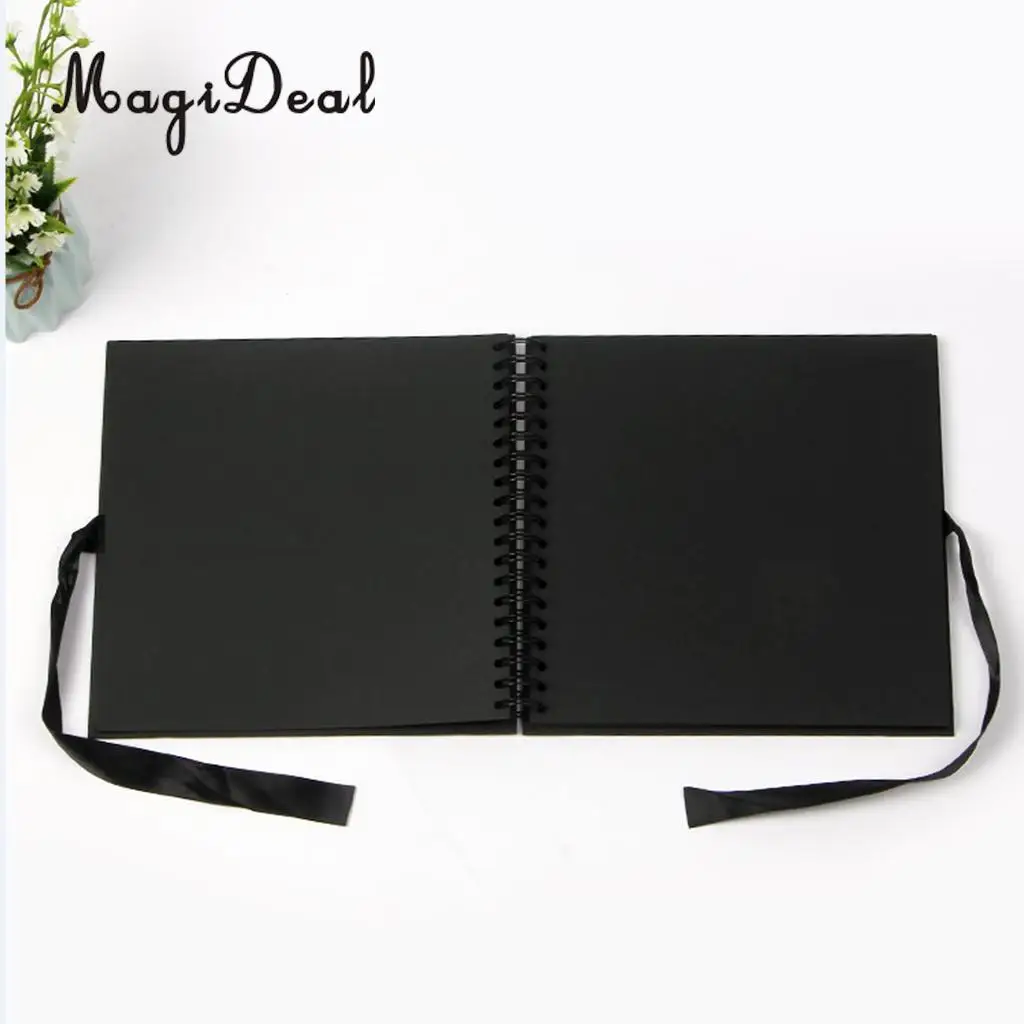A4 Size 40 Pages Ribbon Bow Kraft Paper Scrapbook Photo Album Display Book Wedding Memory Book