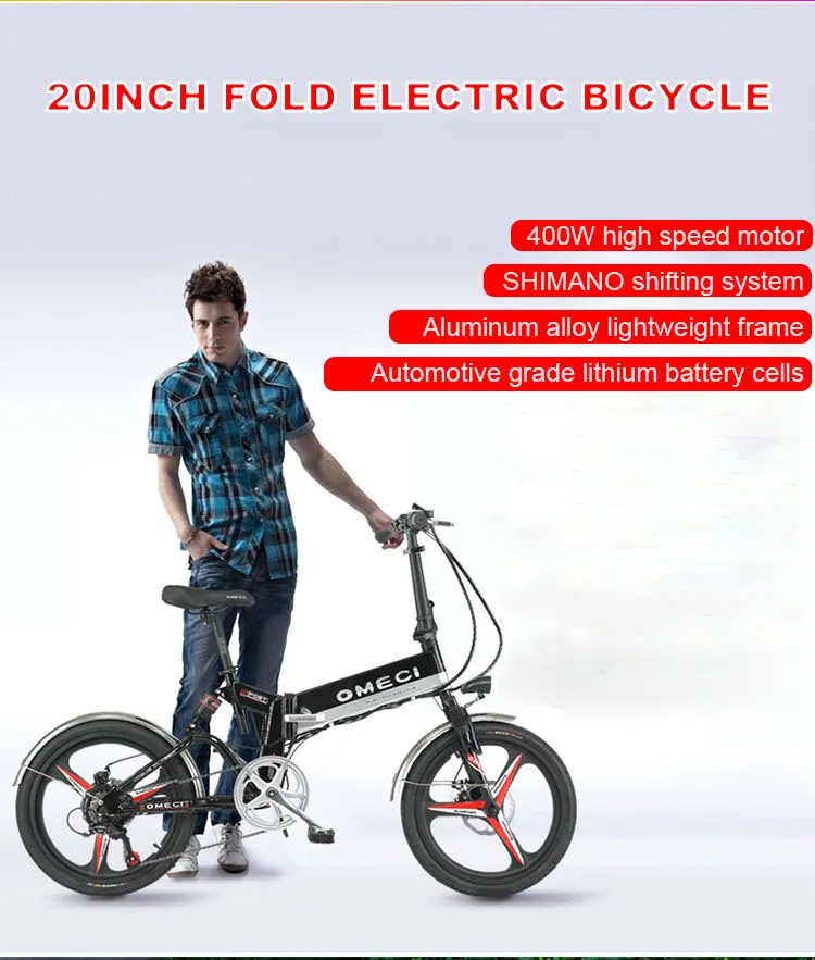 Best 20inch Fold electric bicycle 48V lithium battery hidden in frame Front and rear double suspension 350-400w motor alloy  e-bike 1