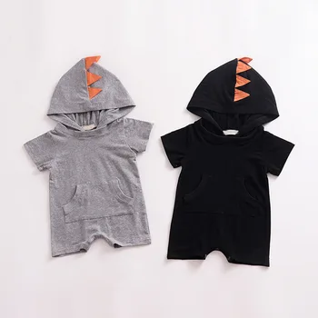 

FEERIJT Ins 2019 Baby Boys' Romper Cartoon Dinosaur Hat Cool Suit for Newborn Baby Boys Infant One-piece Cotton Summer Suit