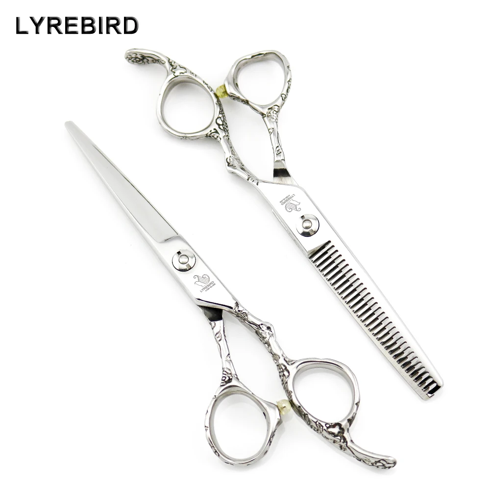 

Professional Hairdressing Shears 6 Inch Baber Shears Engraved Flower Handle Lyrebird HIGH CLASS NEW