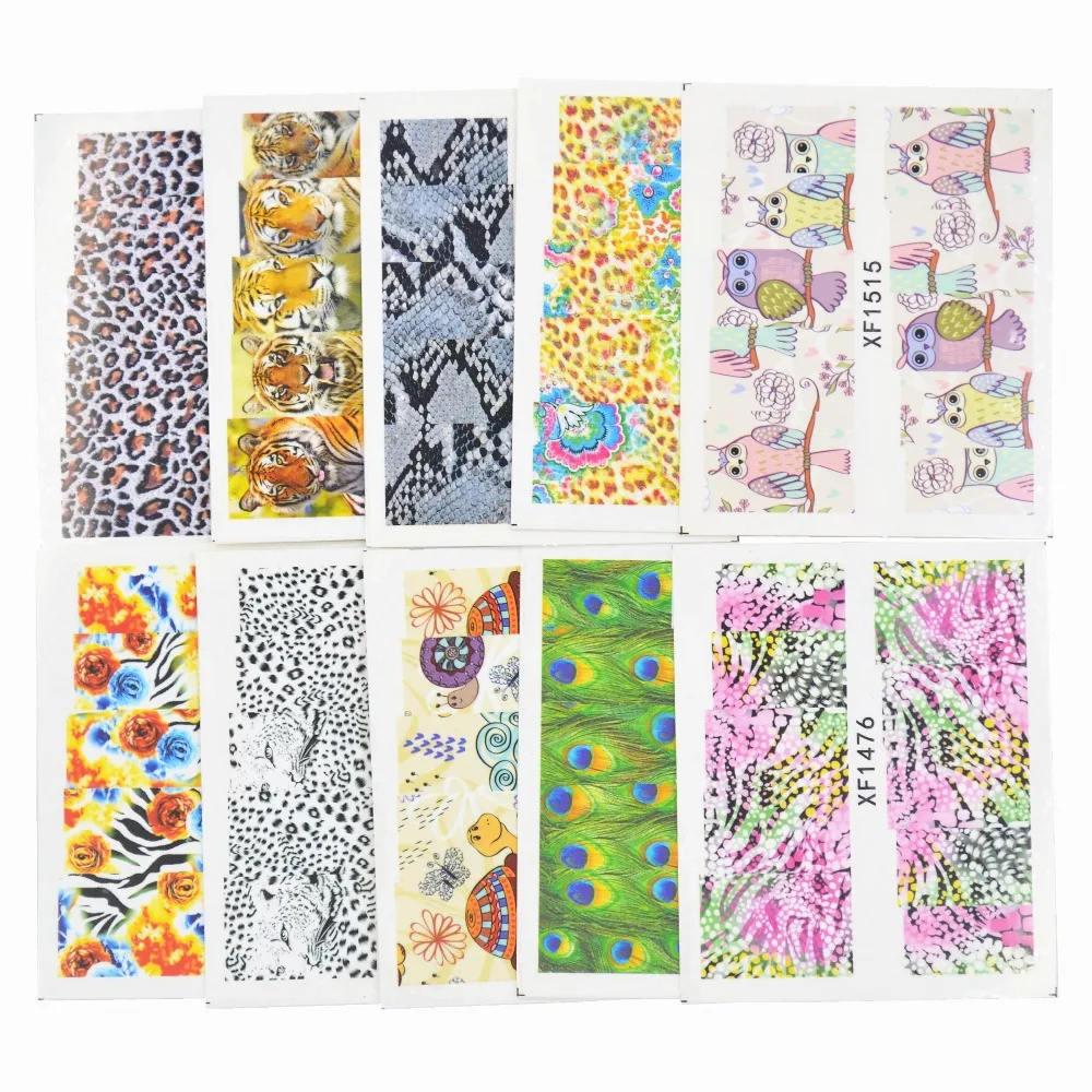 50 صفائح مختلط أنماط مائية ليوبارد الحيوان الخ ملصقات مسمار الفن نقل المياه نصائح الشارات الجمال المؤقتة الوشم أدوات