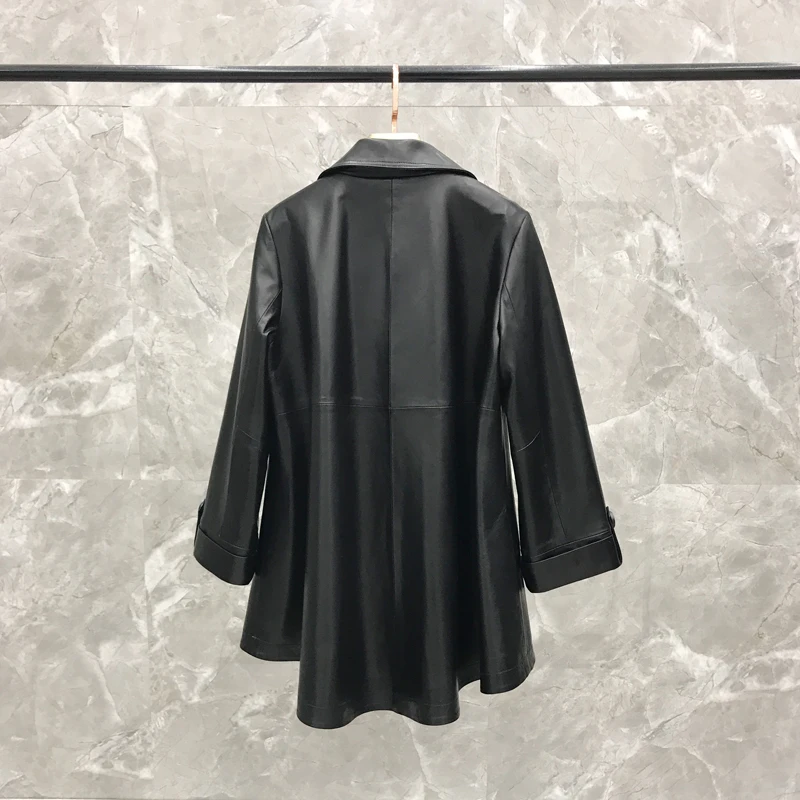 Spring  Women Sheepskin Jacket  Genuine Korean Version of The Double-breasted Leather  Jacket