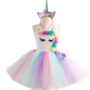 

Baby Girls Pretty Unicorn Flower Dress For Wedding Party Dresses Kids Princess Christmas Dress Children Girls Cosplay Clothing