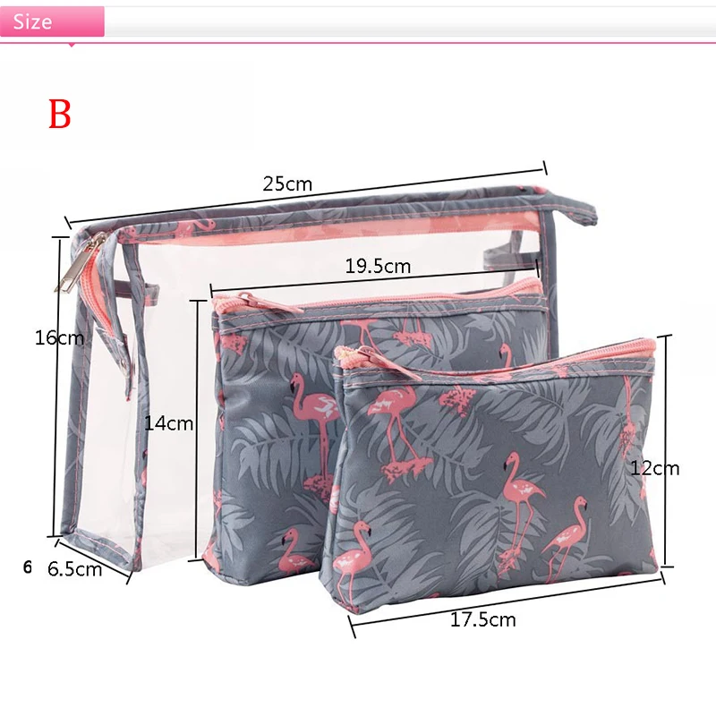 3 шт. набор прозрачная Косметика сумка-несессер Feminina органайзер для путешествий прозрачная косметичка милый Фламинго принт для мужчин