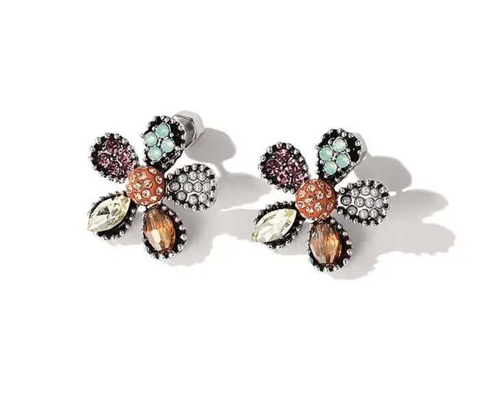 

Hot Sale Earrings Temperament Color Fashion Crystal Flower Earrings Fashion Jewelry 2018