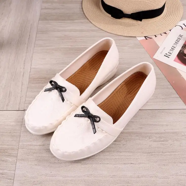 Rouroliu Women Non-Slip Shallow Rain Shoes Waterproof Flat Platform Shoes Autumn Bowknot Ankle Water Shoes Wellies FR50 Rouroliu Women Non-Slip Shallow Rain Shoes Waterproof Flat Platform Shoes Autumn Bowknot Ankle Water Shoes Wellies FR50