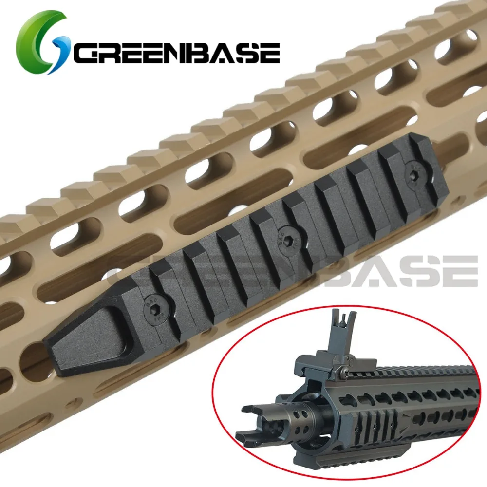 Greenbase Tactical Mount Rail KeyMod 9 Slot Rail For URX 4.0 Handguard Rail Airsoft Install Scope Mount Black/Dark Earth pocket grip w 20mm rail dark earth