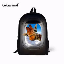 Coloranimal милые дети животных Школьные ранцы для Обувь для девочек книга Сумки Жираф Crazy Horse Печать школьный детская книга сумка Mochila