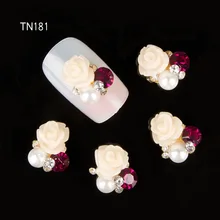 10 шт. 3D бежевые цветы очаровательные украшения блестящие жемчужные украшения из металлического сплава Стразы для гвоздики для нейл-арта инструменты TN181