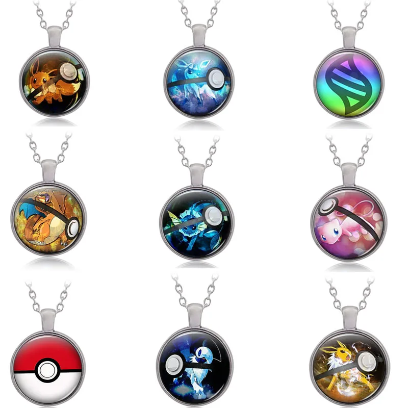 2016 New Hot Glass Dome Jewelry Eevee Poke ball Necklace Pokemon