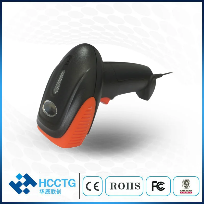 Черно Оранжевый Портативный проводной сканер штрих кода CMOS RS232 USB 1D 2D|Сканеры| |