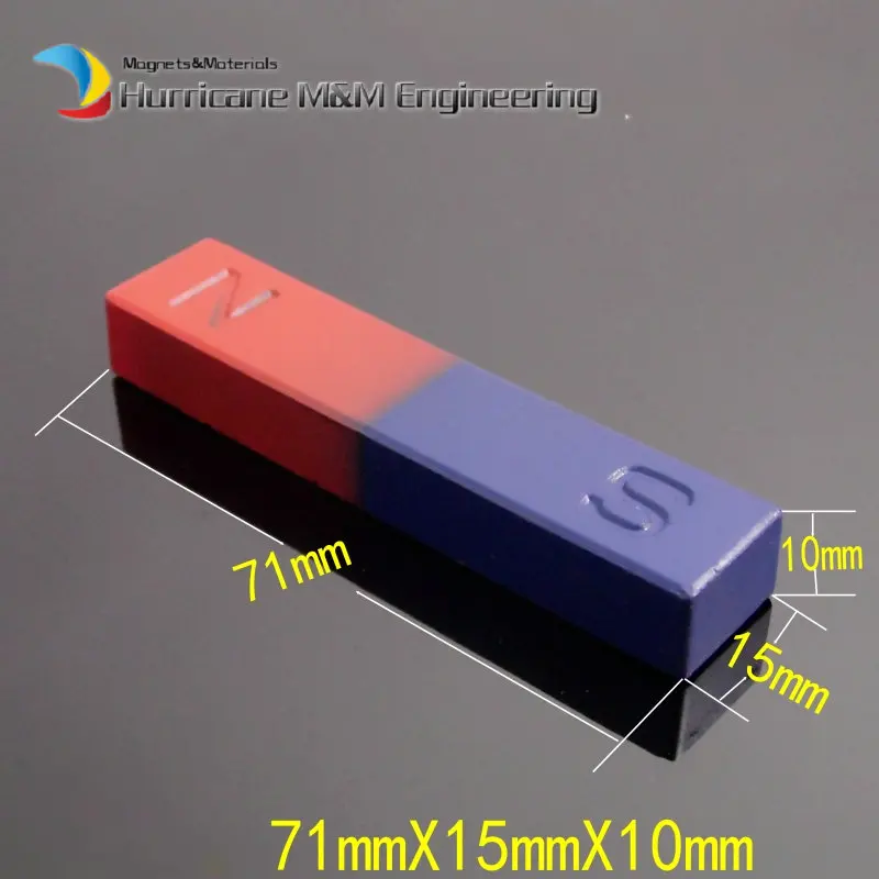 

4pcs Magnetic Teaching Tool Magnet Bar type magnet 71x15x10 mm blue red / Toy magnet / office magnet