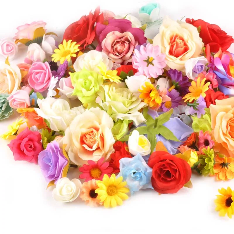 

Random Mix Artificial Flowers For Wedding Party Home Decoration Silk/foam Flowers Gift DIY Marriage Shoes Hats Accessories C2232
