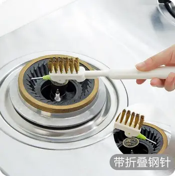 

Gas Stove Cleaning Brush Kitchen tool Copper Wire Brush 2 PCS/Lot Household Gadgets Long Handle Brush With Steel Needle