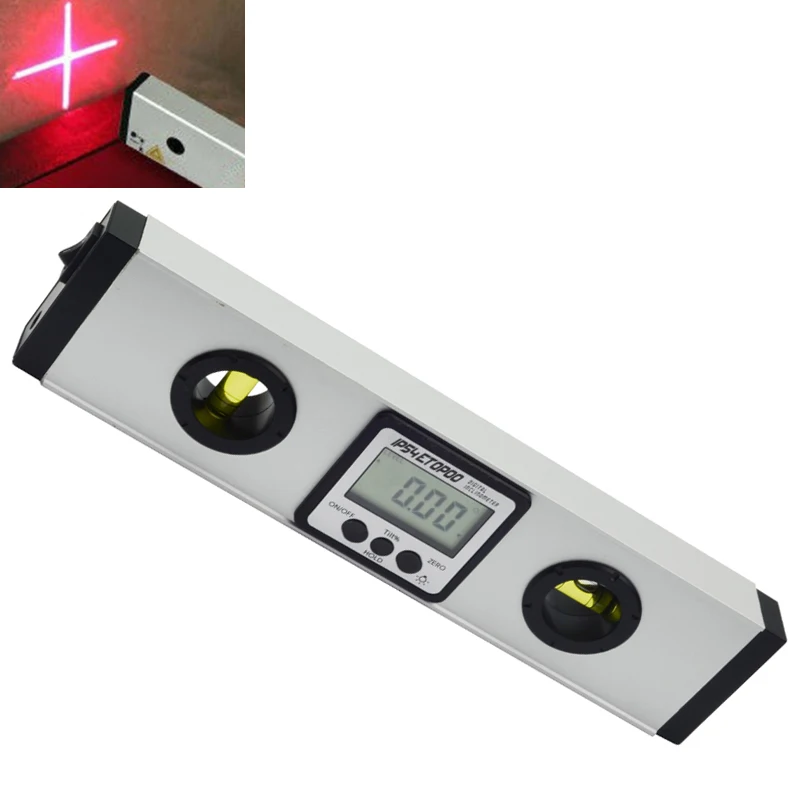 360 degree IP54 Laser Digital Angle Level Meter Gauge 225mm Electronic Protractor inclinometer with laser spirit level