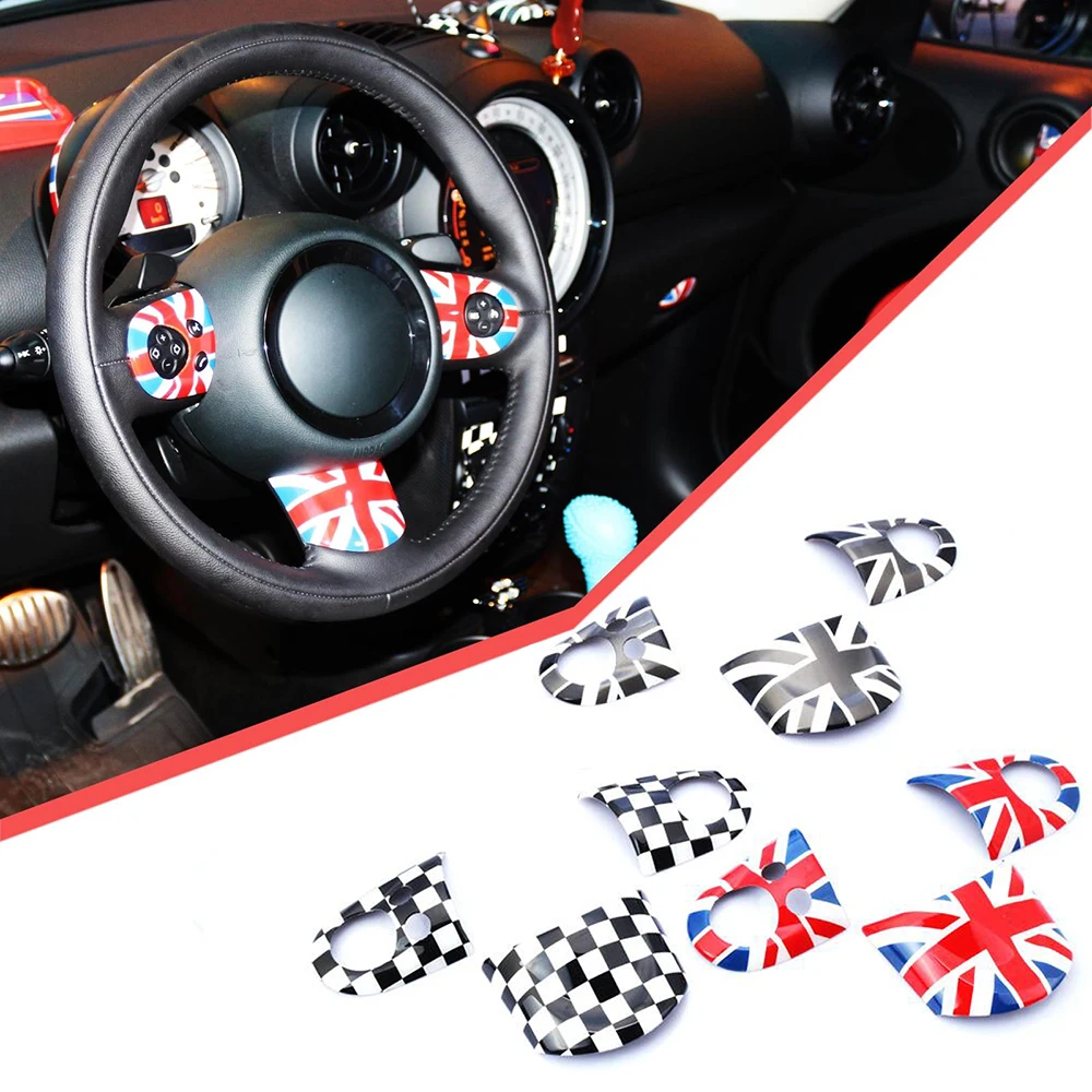 3pcs Union Jack Car Steering Wheel Sticker Cover Decoration for Mini