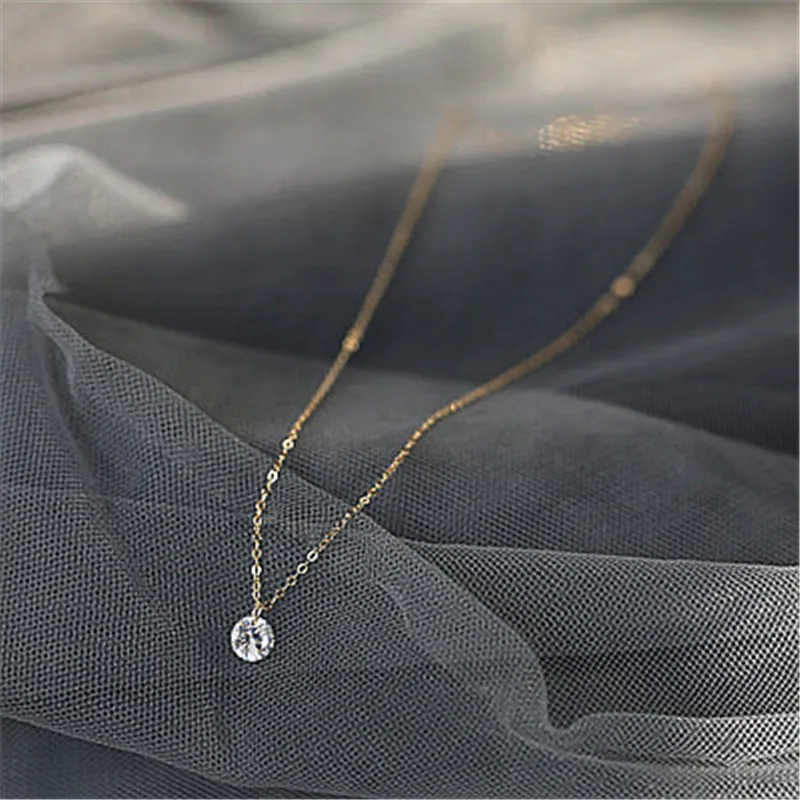 INZATT OL Cute Geometric Round Choker Pendant Necklace For Women Engagement Rose Gold Color 925 Sterling Silver Jewelry Gift - Image 6