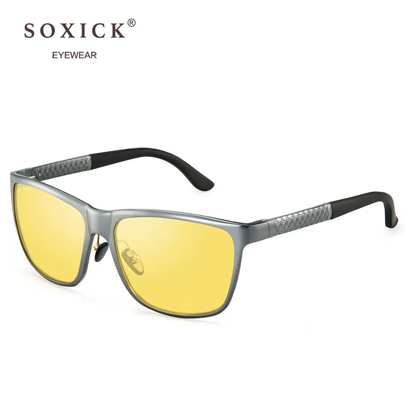 Soxick Classic Vintage Sunglasses Polarized Men Women Yellow Sunscreen UV Protection Anti-Glare Car Driver Night Vision Goggles