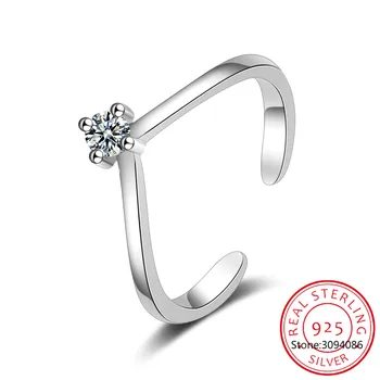 

Fashion 100% Real 925 Sterling Zirconia Crown Finger Ring Classic Stackable Silver Jewelry For Women Wedding Christmas Gift