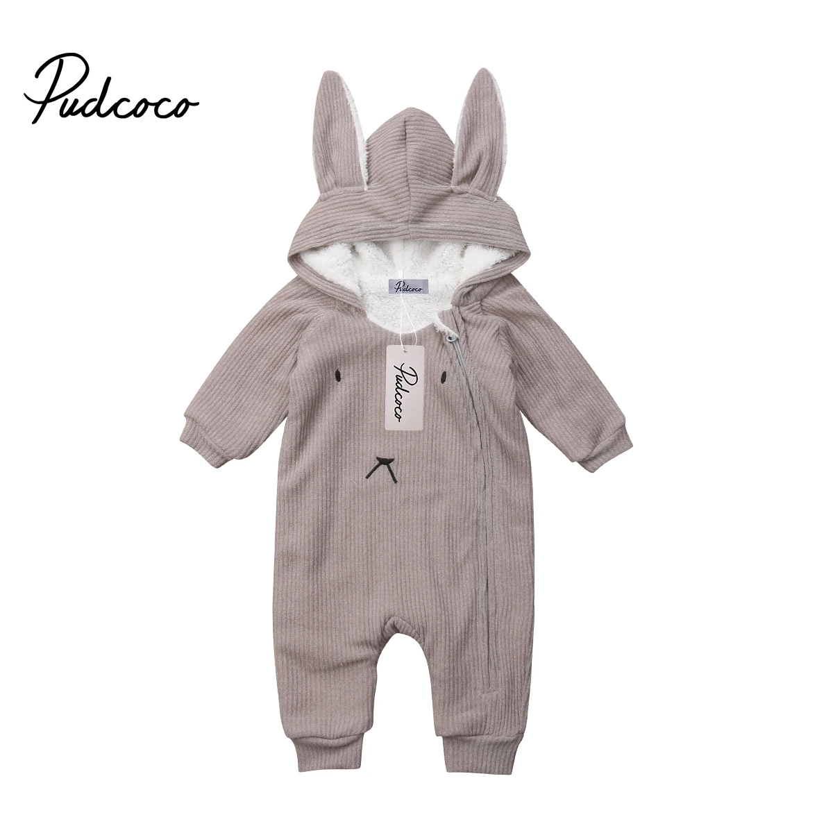 

Thick and warm Toddler Baby Boys Girls Winter Romper Rabbit Ears Hooded Long Sleeve Jumpsuit Outfits Set Kids Winter Clothes