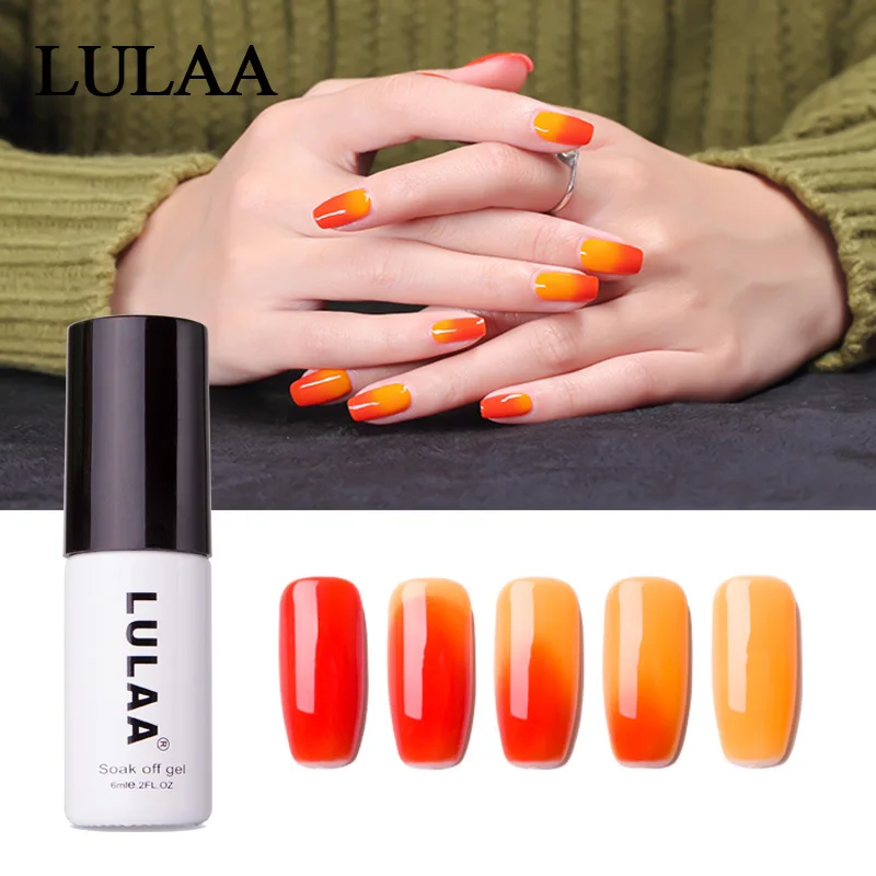 LULAA брендовая модная Новая косметика для ногтей для женщин 6 мл Пигмент черный красный замочить от температуры изменение цвета Led УФ-гель для ногтей