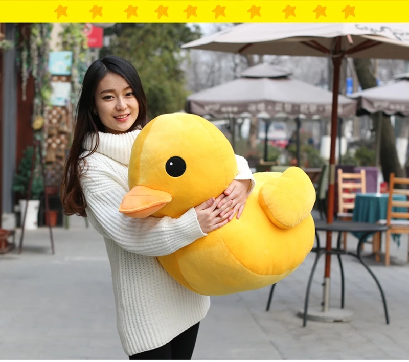 kawaii cartoon rubber duck plush doll soft stuffed yellow duck toy for child birthday gift wedding decoration 24inch 60cm DY50448 (13)