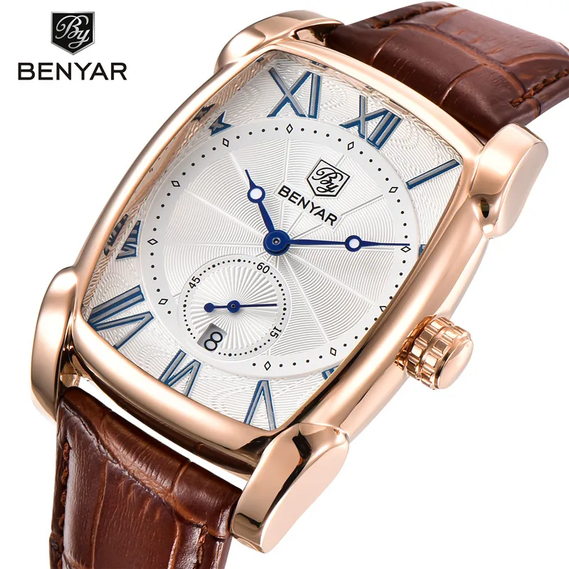 

BENYAR 2019 New Luxury Brand Quartz Mens Watches Waterproof Military Leather Men Watches Clock Male Erkek Kol Saati Relogio Gift