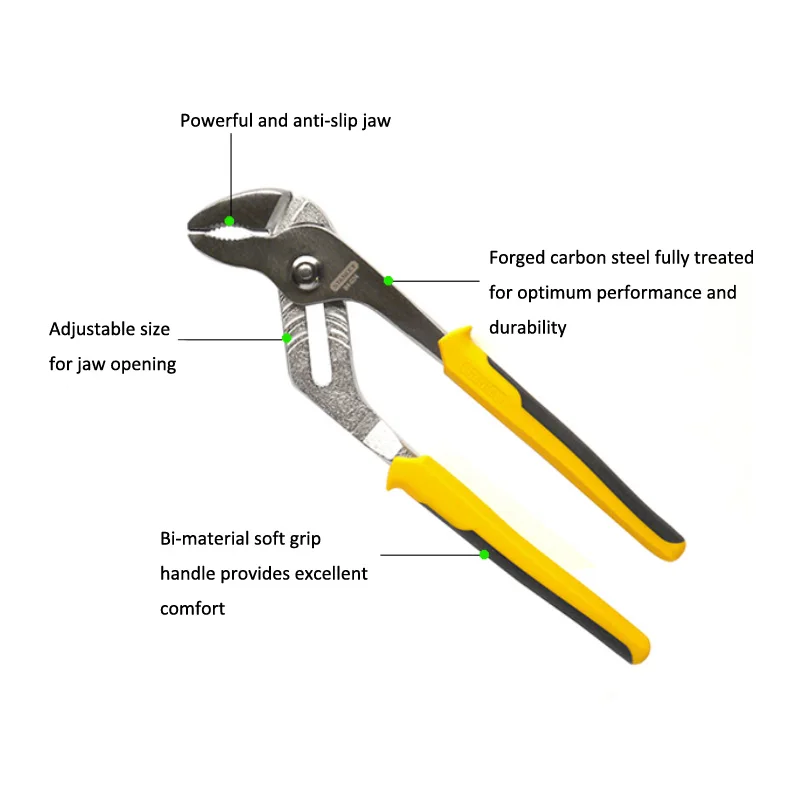 Стэнли 1 шт " 10" 12-дюймовые регулируемые плоскогубцы с ответной канавкой и плоскогубцы groovelock водяной насос ключи, дюймовый стандарт на нескользящей подошве