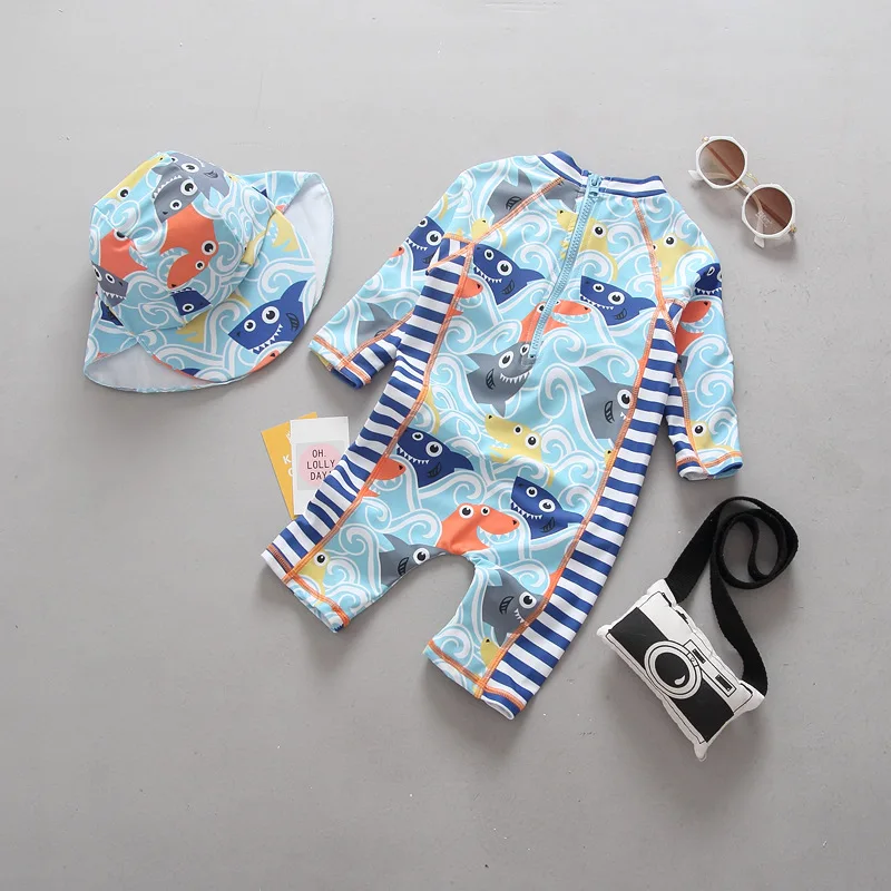الاطفال ملابس طفل رضيع طفح الحرس تعيين طويلة الأكمام بذلة للبنات الأولاد بدلة السباحة الاستحمام تصفح الغوص ازياء