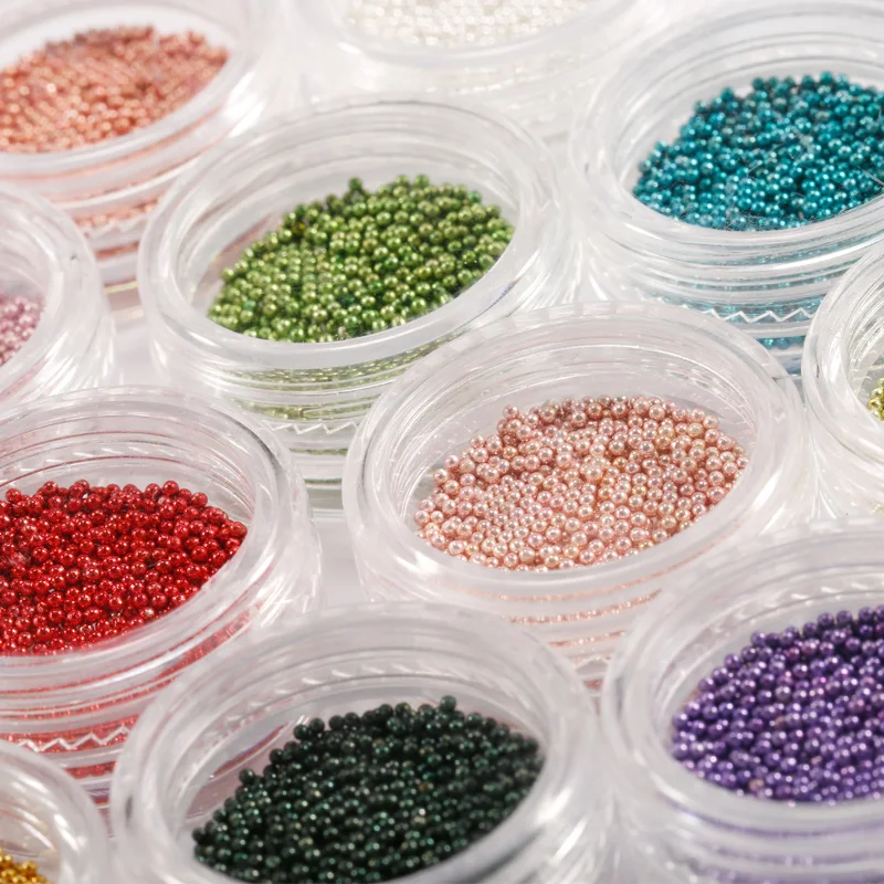 

Modelones Newest 12 Colors Steel Beads Nail Decorations For UV Nail Gel Polish DIY Nail Art Small Steel Balls 4g Colorful Beads