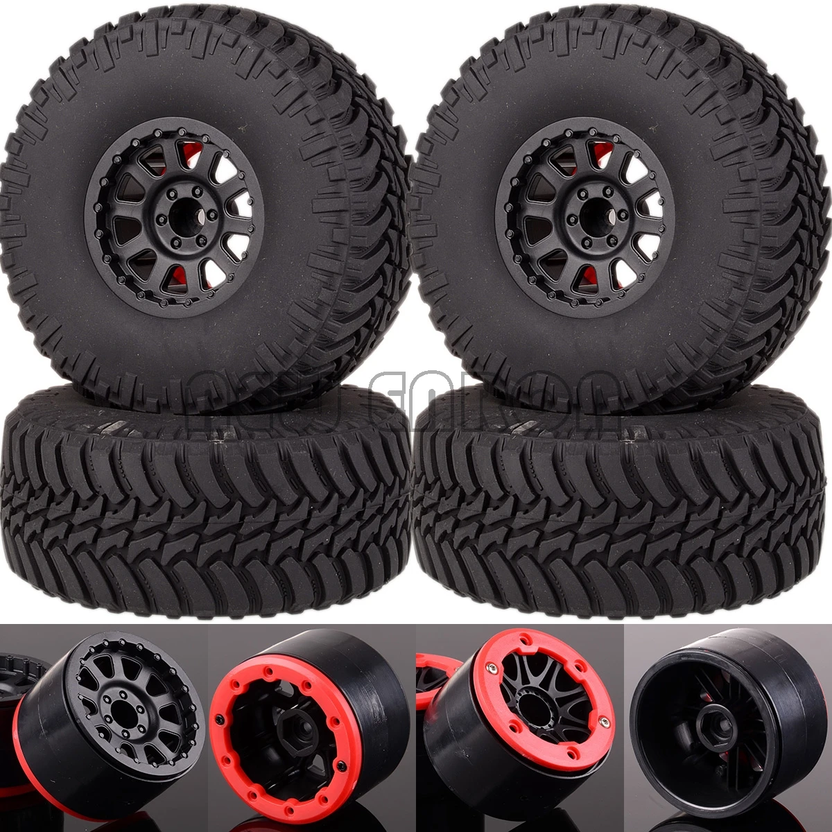 

NEW ENRON 4pcs 128mm 2.2" Beadlock Climbing Rock Crawler Wheel Rim & Tires For 1/10 HSP Redcat Traxxas Axial RC Truck