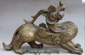 

12" China Fengshui Red Bronze PiXiu Phylactery Guardian Beast Fu Foo Dog Statue