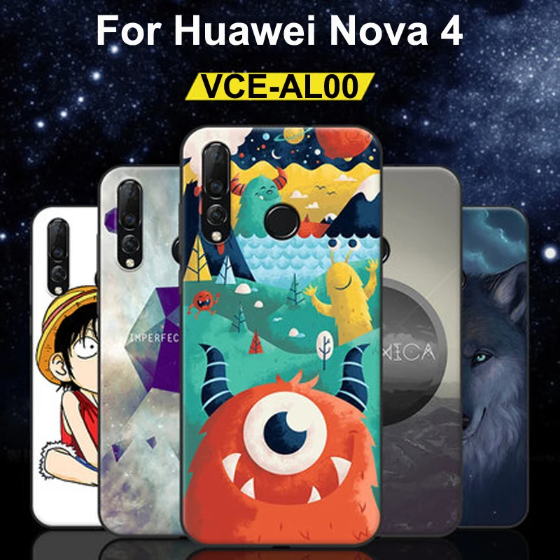 Чехол для Huawei Nova 4 Мультяшные Мягкие силиконовые чехлы из ТПУ телефонов Nova4
