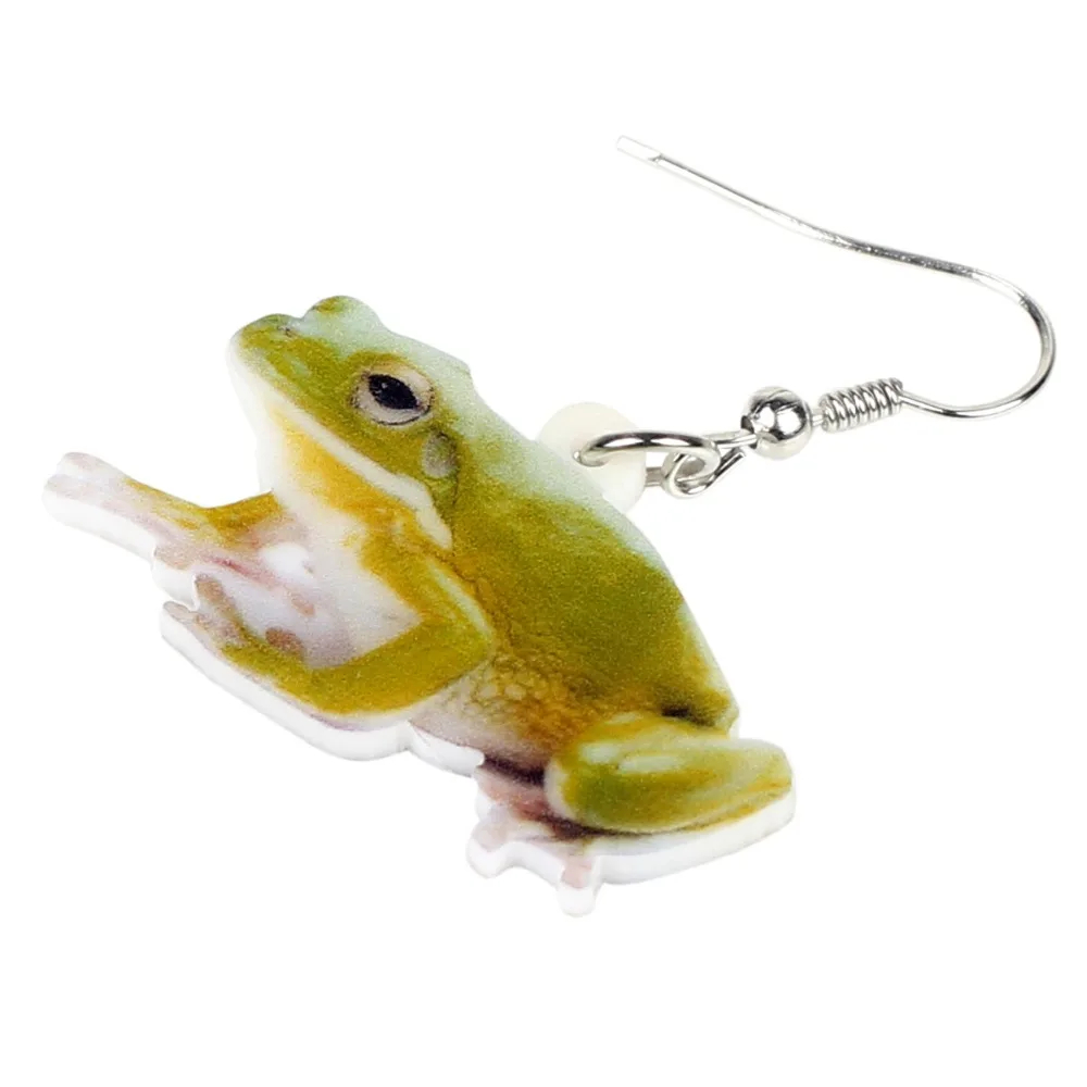 WEVENI Acrylic Cute Guitar Frog Earrings - Dangle Drop Funny Jewelry For Women, Orange