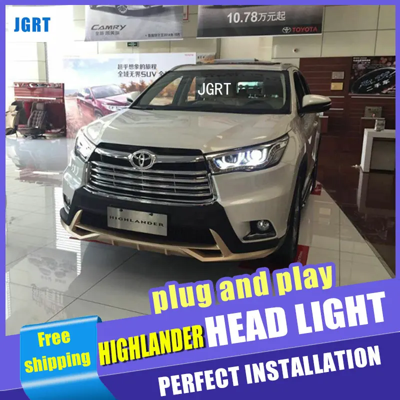 Автомобильный Стайлинг для Toyota фара Highlander в сборе- Highlander светодиодные фары поворотного сигнала drl H7 с hid комплектом 2 шт