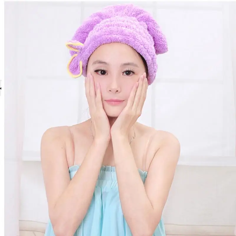 Home Textile Useful Dry Hair Hat Microfiber Hair Turban Quickly Dry Hair Hat Wrapped Towel Bathing Cap
