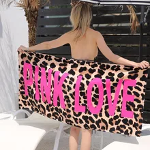 Впитывающее чистое хлопковое леопардовое дизайнерское Спортивное банное полотенце розового цвета с надписью Love пляжное полотенце быстросохнущая Мочалка для ванной 145x70 см