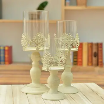 

Vintage Pillar candle holders Europe style carved ivory stands decoration for party/ dinner wedding Candlelight