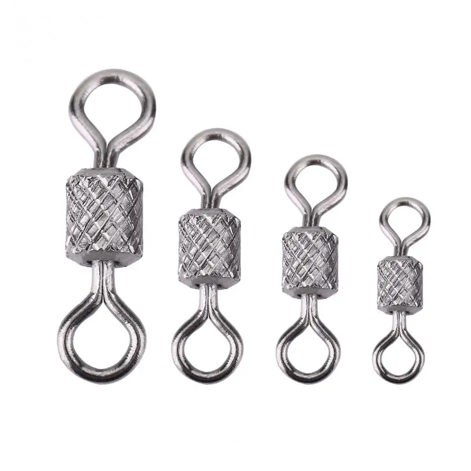100pcs 2 4 6 8 Fishing Swivels Knurling Rolling Swivel Connector