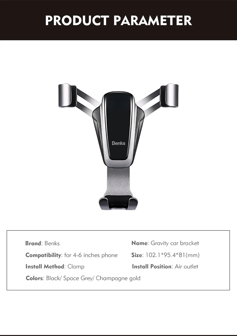 Benks Gravity Car Phone Holder Stand Air Vent Mount Stand For Huawei P20 iphone X 8 7 Samsung S9 GPS Mobile Auto Support Bracket (14)