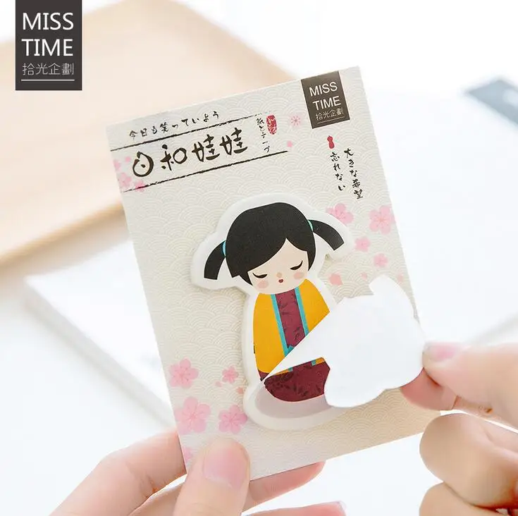 

Japanese Doll Lovely Girl Memo Pad N Times Sticky Notes Escolar Papelaria School Supply Bookmark Label