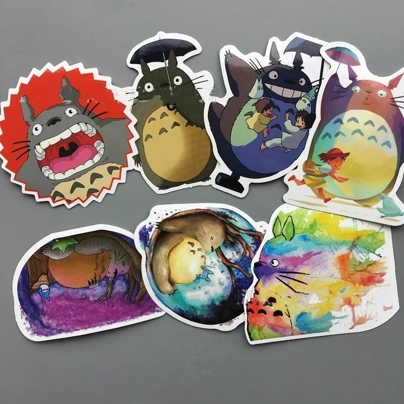 7 قطعة/المجموعة الكرتون Totoro ملصقا لوح التزلج محمول على الجليد ثلاجة سيارة تصفح ملصق حائط من الفينيل‏ 2019