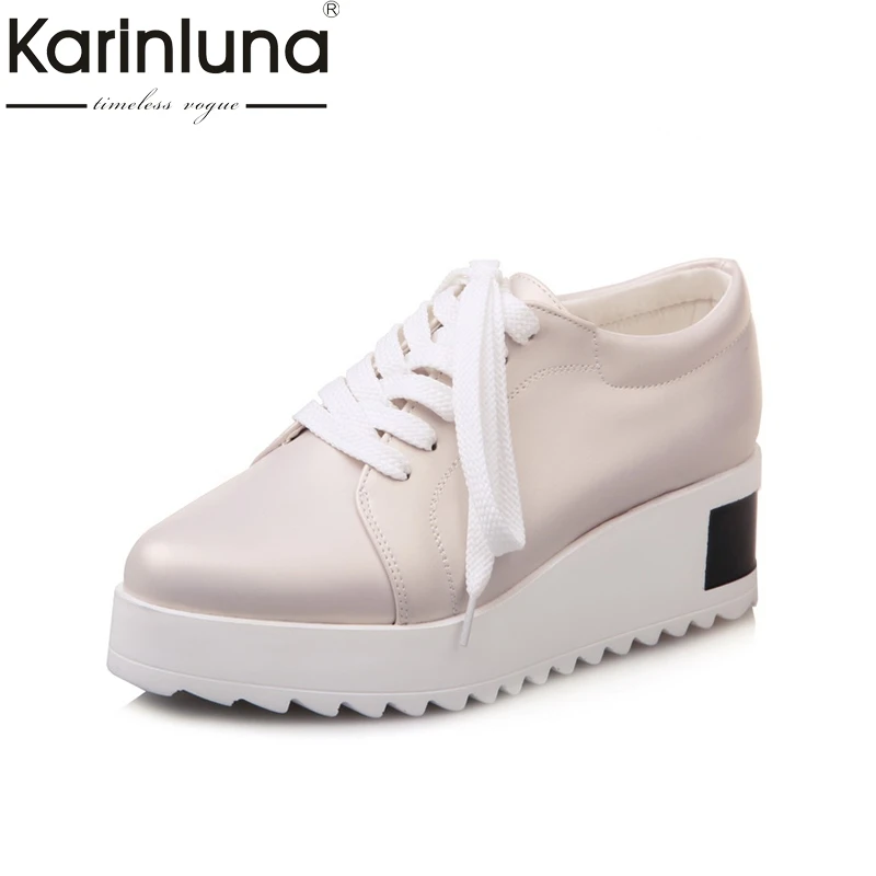 

KARINLUNA fashion 2017 big size 31-43 platform wedges med heels casual woman vulcanize shoes comfortable shoes women