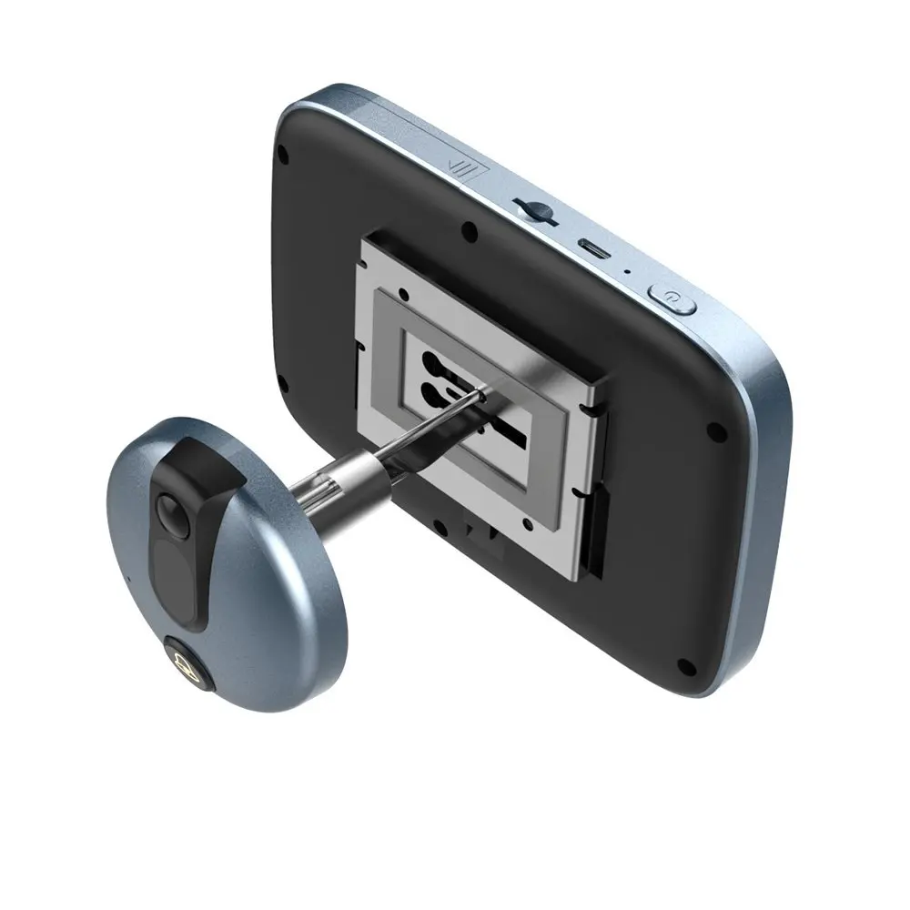 1 комплект 2MP автоматизированный дверной звонок ИК светодиодный 4,3 дюймов цветной монитор охранная камера для глазка смарт-домофон система использования батареи - Цвет: Blue
