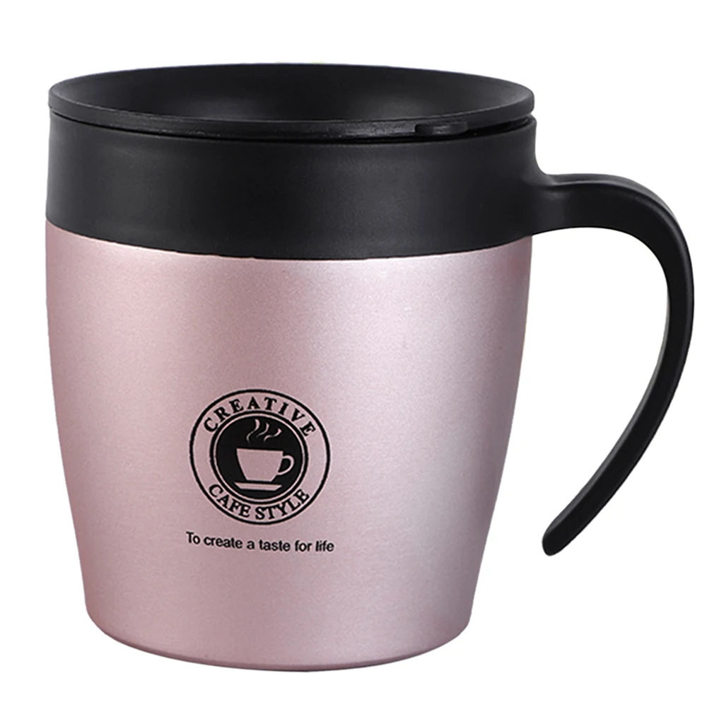 Stainless Steel Travel Mug Water Coffee Cups with Handle and Lid 300ML for Outdoor Camping Picnic Travel Drinkware