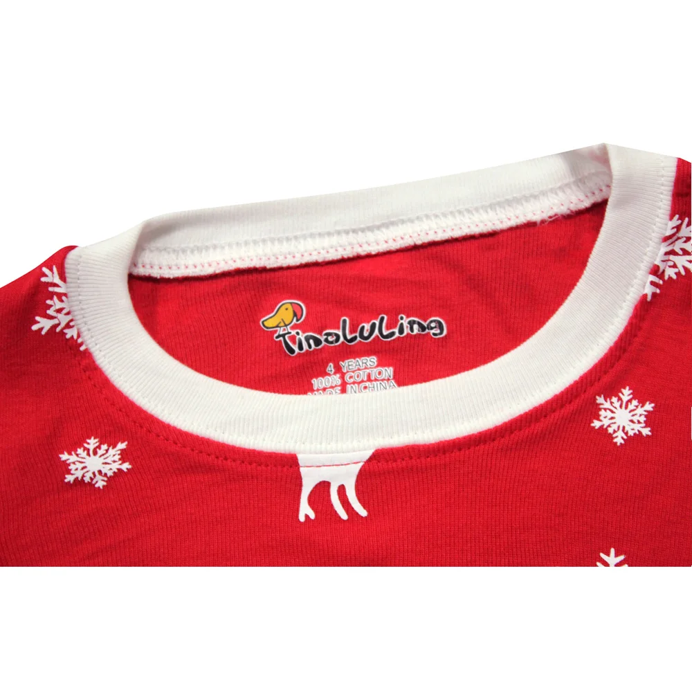 New Merry Christmas Pajamas Sets For Girls Boys Children Red Sleepwear For Christmas Deer Printing Nightwear Pijamas